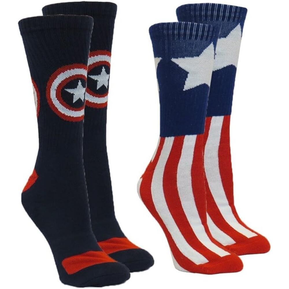 Marvel Captain America Athletic Socks 2 Pair, New with Tags (NWT) Sz 6-12